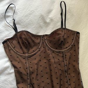 White Fox polka dot body suit corset